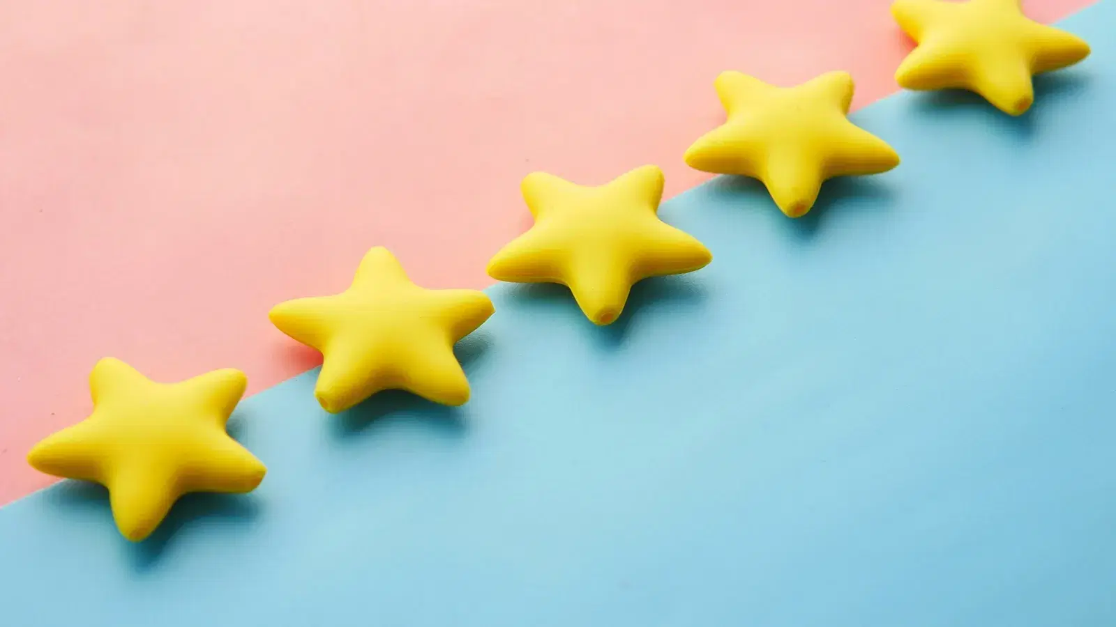 Five yellow rating stars in a row representing collected customer satisfaction scores