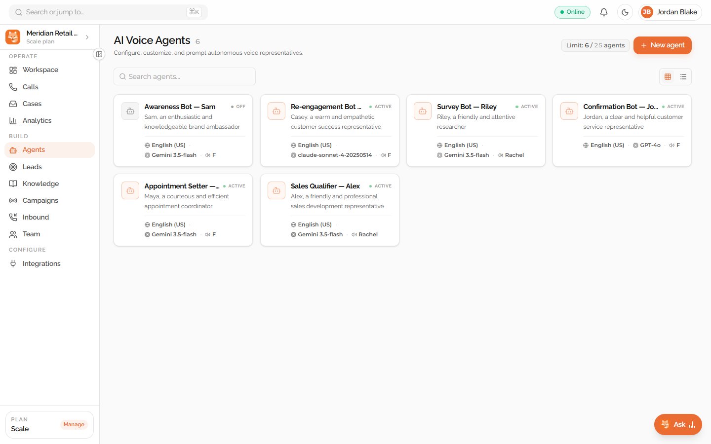 AI voice agents configuration