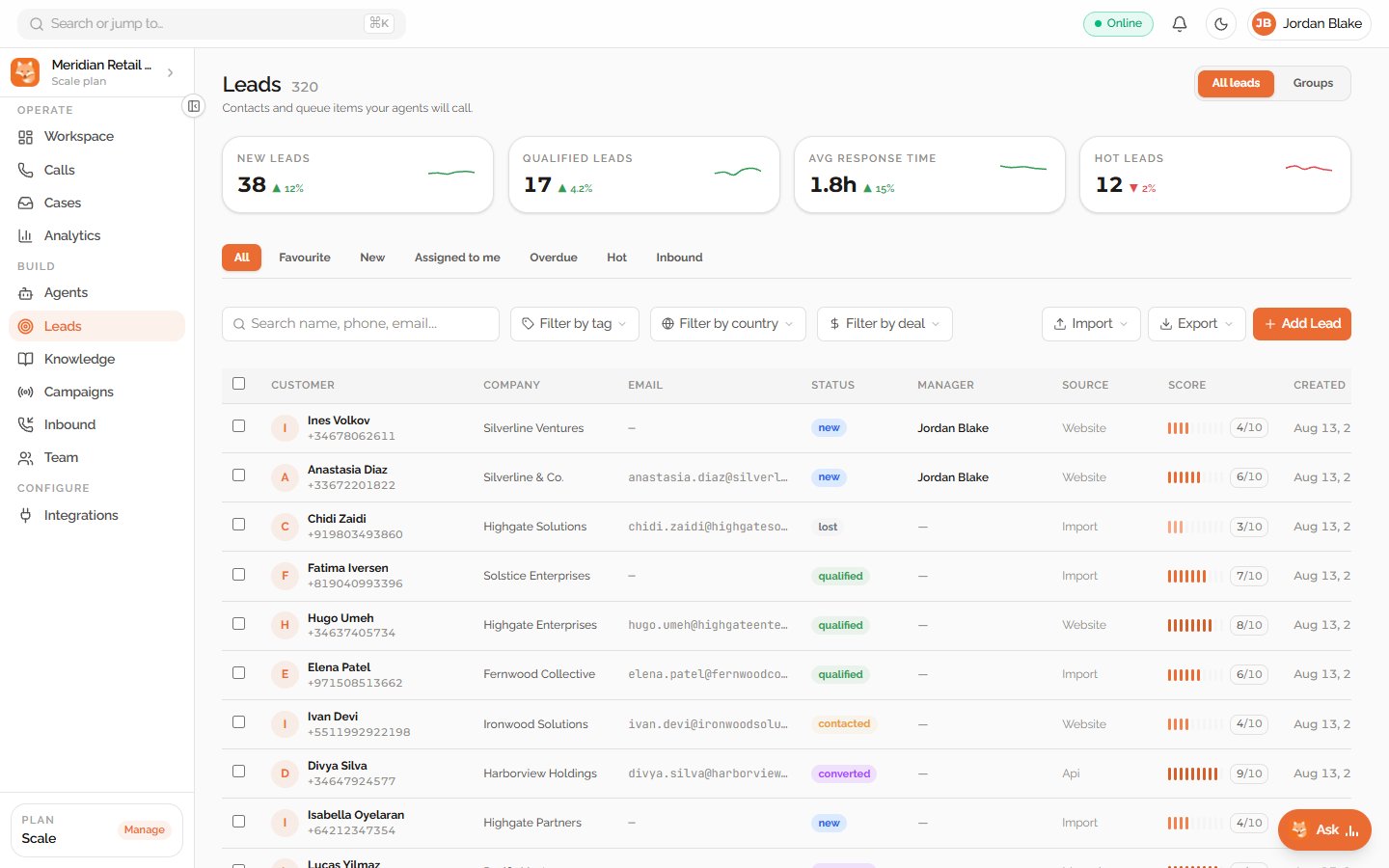 AI voice assistant lead management